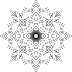Easy Mandala coloring book simple and basic for beginners, seniors and children. Set of Mehndi flower pattern for Henna drawing and tattoo. Decoration in ethnic oriental, Indian style.