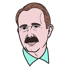 businessman with shirt collar and mustache. avatar, head, comic.