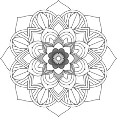 Easy Mandala coloring book simple and basic for beginners, seniors and children. Set of Mehndi flower pattern for Henna drawing and tattoo. Decoration in ethnic oriental, Indian style.
