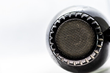 close up hair dryer grill on white background