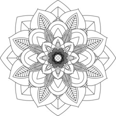 Easy Mandala coloring book simple and basic for beginners, seniors and children. Set of Mehndi flower pattern for Henna drawing and tattoo. Decoration in ethnic oriental, Indian style.