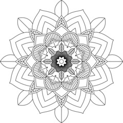 Easy Mandala coloring book simple and basic for beginners, seniors and children. Set of Mehndi flower pattern for Henna drawing and tattoo. Decoration in ethnic oriental, Indian style.