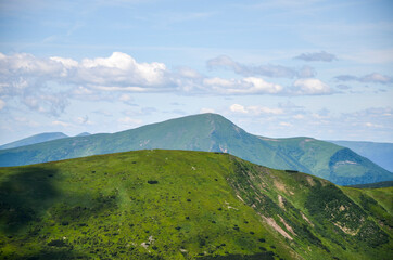 Carpathians landscape on a Chornohora mountain ridge during summer time View of Mount Petros