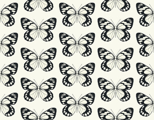 Naklejka na ściany i meble Seamless vector butterflies pattern. Butterfly print. Trendy animal motif wallpaper. Fashionable background for fabric, textile, design, banner, cover, web etc.