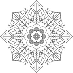 Easy Mandala coloring book simple and basic for beginners, seniors and children. Set of Mehndi flower pattern for Henna drawing and tattoo. Decoration in ethnic oriental, Indian style.