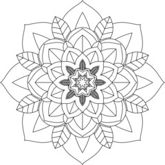 Easy Mandala coloring book simple and basic for beginners, seniors and children. Set of Mehndi flower pattern for Henna drawing and tattoo. Decoration in ethnic oriental, Indian style.