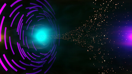 Schwarzes Loch, Wurmloch, Sternenentstehung oder Zerstörung, Raum und Zeit, 2D Illustration © ludariimago