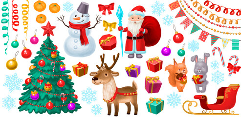 set, new year, isolated on white