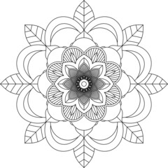 Easy Mandala coloring book simple and basic for beginners, seniors and children. Set of Mehndi flower pattern for Henna drawing and tattoo. Decoration in ethnic oriental, Indian style.