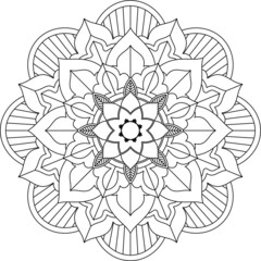 Easy Mandala coloring book simple and basic for beginners, seniors and children. Set of Mehndi flower pattern for Henna drawing and tattoo. Decoration in ethnic oriental, Indian style.