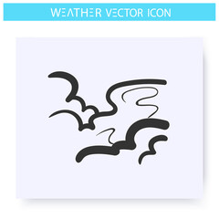 Smog icon.Hand drawn sketch. Industrial emissions. Thick haze. Air pollution. Greenhouse effect. Overcast sky. Weather forecast concept. Meteorology sign. Isolated vector illustration