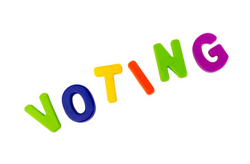Text VOTING on a white background.