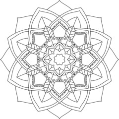 Easy Mandala coloring book simple and basic for beginners, seniors and children. Set of Mehndi flower pattern for Henna drawing and tattoo. Decoration in ethnic oriental, Indian style.