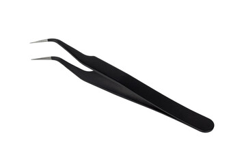 Black metal tweezer with antistatic coating.