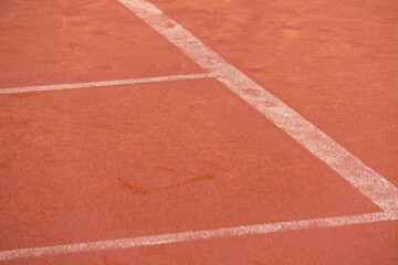 Lines on a gravel tennis court