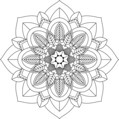 Easy Mandala coloring book simple and basic for beginners, seniors and children. Set of Mehndi flower pattern for Henna drawing and tattoo. Decoration in ethnic oriental, Indian style.