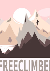 Gebirgslandschaft mit Sonne und See in rosa