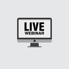 Live Webinar Button, icon, emblem label Vector illustration