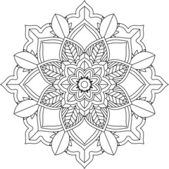 Easy Mandala coloring book simple and basic for beginners, seniors and children. Set of Mehndi flower pattern for Henna drawing and tattoo. Decoration in ethnic oriental, Indian style.