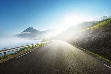 road and mist, Lofoten islands, Norway