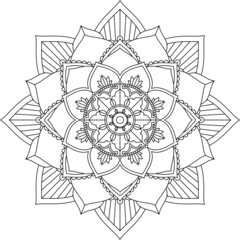 Fototapeta premium Easy Mandala coloring book simple and basic for beginners, seniors and children. Set of Mehndi flower pattern for Henna drawing and tattoo. Decoration in ethnic oriental, Indian style.
