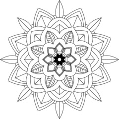 Easy Mandala coloring book simple and basic for beginners, seniors and children. Set of Mehndi flower pattern for Henna drawing and tattoo. Decoration in ethnic oriental, Indian style.