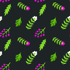 Seamless vector floral pattern. Flowers background for design, fabric, textile, cover, wrapping etc. Beautiful botanic flowers field bouquet.