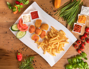 Chicken Nugget Teller mit Pommes 