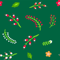 Fototapeta na wymiar Seamless vector floral pattern. Flowers background for design, fabric, textile, cover, wrapping etc. Beautiful botanic flowers field bouquet.