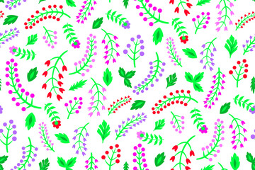 Seamless vector floral pattern. Flowers background for design, fabric, textile, cover, wrapping etc. Beautiful botanic flowers field bouquet.