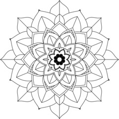 Easy Mandala coloring book simple and basic for beginners, seniors and children. Set of Mehndi flower pattern for Henna drawing and tattoo. Decoration in ethnic oriental, Indian style.