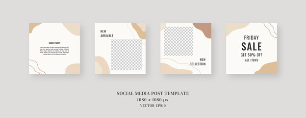 Social media template. Trendy editable social media post template. Mockup isolated. Template design. Vector illustration.
