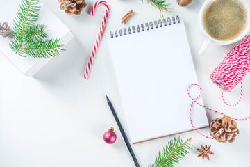 Fototapeta na wymiar Christmas and New Year background with empty notepad