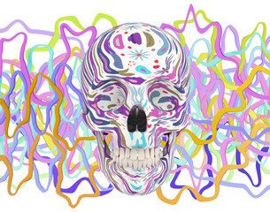 Abstract Skull Head with Worms, 3d illustration