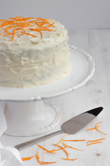 Home baked carrot cake with cream cheese frosting
