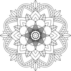 Easy Mandala coloring book simple and basic for beginners, seniors and children. Set of Mehndi flower pattern for Henna drawing and tattoo. Decoration in ethnic oriental, Indian style.