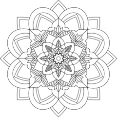 Easy Mandala coloring book simple and basic for beginners, seniors and children. Set of Mehndi flower pattern for Henna drawing and tattoo. Decoration in ethnic oriental, Indian style.