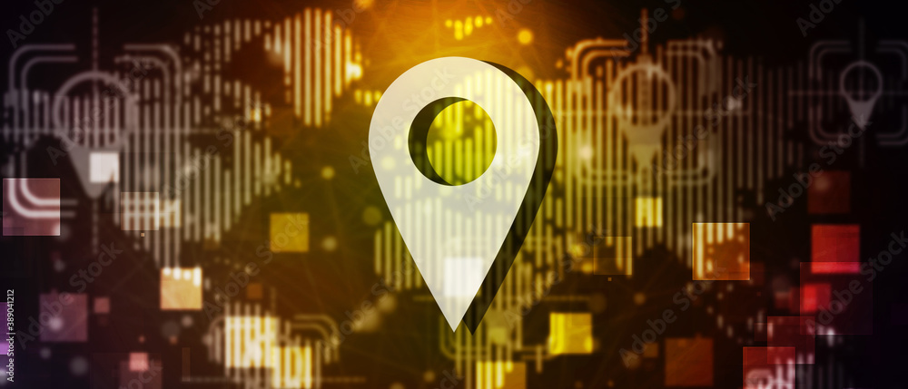 Poster 2d rendering Red map pointer