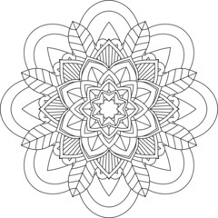 Easy Mandala coloring book simple and basic for beginners, seniors and children. Set of Mehndi flower pattern for Henna drawing and tattoo. Decoration in ethnic oriental, Indian style.