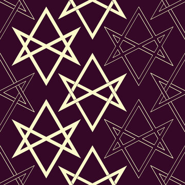  Seamless vector pattern with Unicursal hexagram for your project