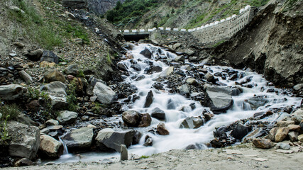 Glacier waters flowing down Keylong
