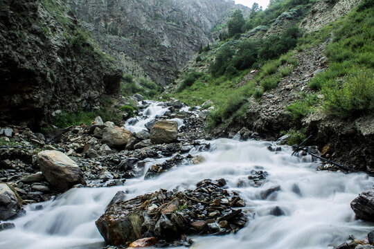 Glacier waters flowing down Keylong