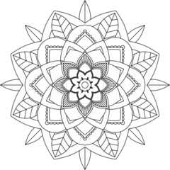 Easy Mandala coloring book simple and basic for beginners, seniors and children. Set of Mehndi flower pattern for Henna drawing and tattoo. Decoration in ethnic oriental, Indian style.