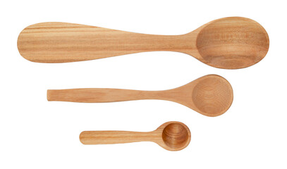Wooden spoons isolated on white.