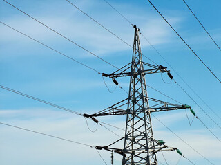 Tower with a line  of high-voltage gears