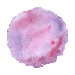 Abstract pink and purple watercolor on white background. Colored splashes on paper. Hand drawn illustration