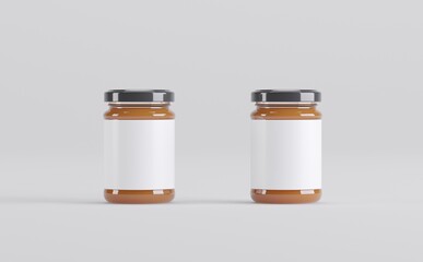Apricot Jam Jars Mockup 3D Illustration
