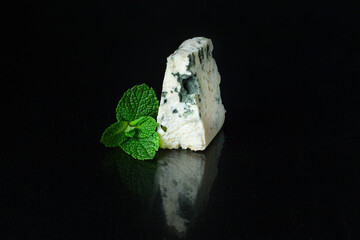 blue cheese gorgonzola or dorblu roquefort, cambozola, stilton healthy ingredient snack cheese plate top view copy space for text food background rustic