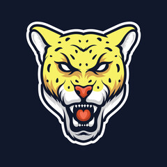 Leopard head with angry face mascot logo design 