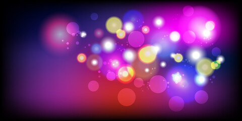 Vector illustration of dark pink, violet, blue, yellow bokeh Background